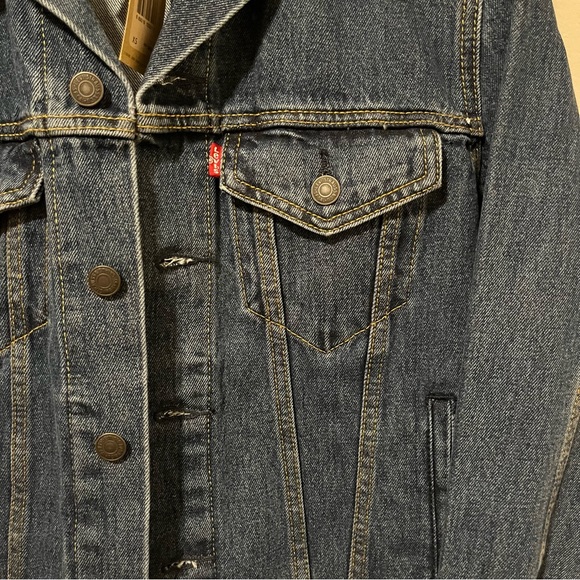 Levis Womens Ex-Boyfriend Trucker Jacket XS Blue MSRP $90 - Picture 4 of 8